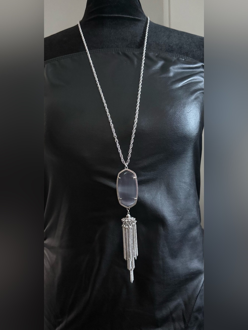 Kendra Scott Rayne Necklace Slate Gray Cat Eye 36”